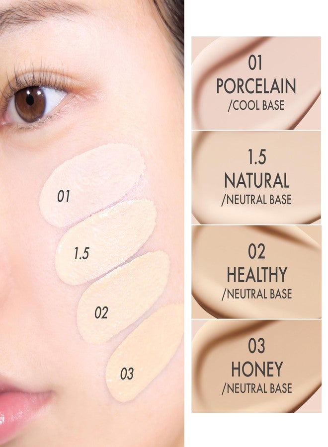 اميوز كريم أساس Amuse SEOUL Ceramic Skin Perfector Cushion Foundation (1.5 NATURAL) | يدوم طويلاً، خفيف الوزن، شبه مطفي، تغطية مثالية، مضاد للحساسية، نباتي، جمال كوري (15 غ / 0.52 أونصة) - Image 4